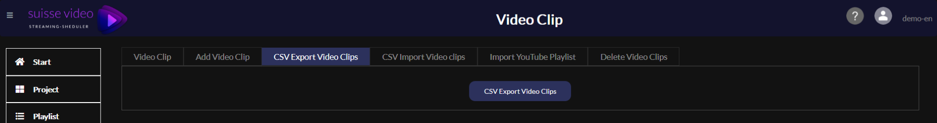 CSV export of video clips
