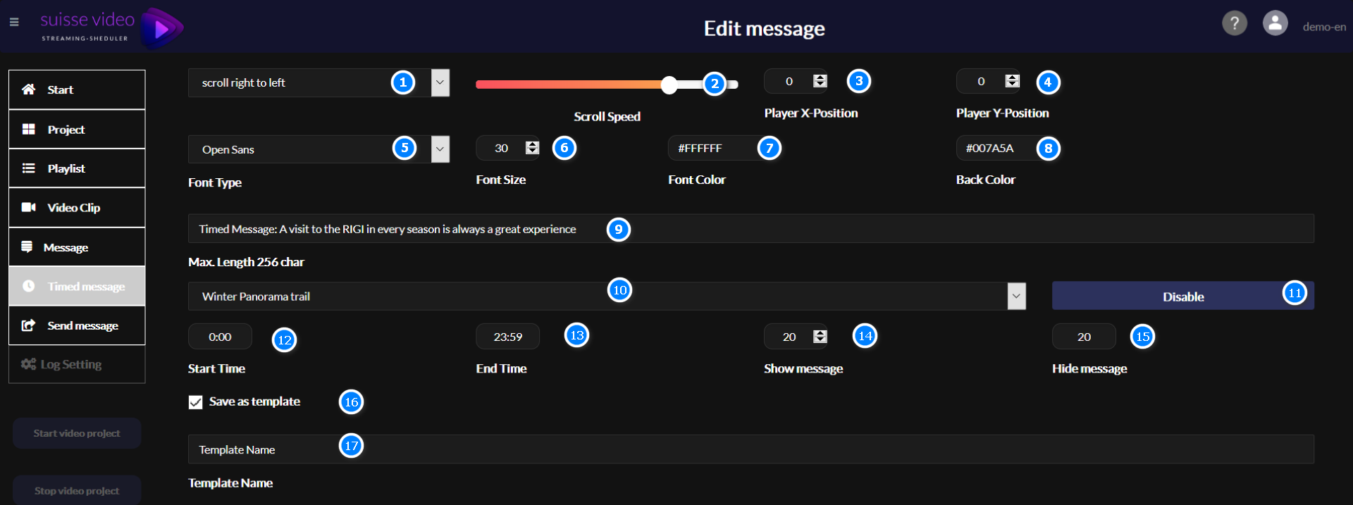 Timed message example