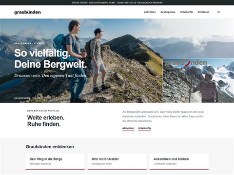 Demo-Webseite Graubünden mit eingebettetem Video