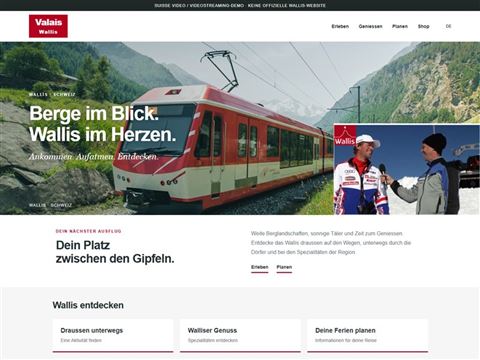 Demo-Webseite Wallis mit eingebettetem Video