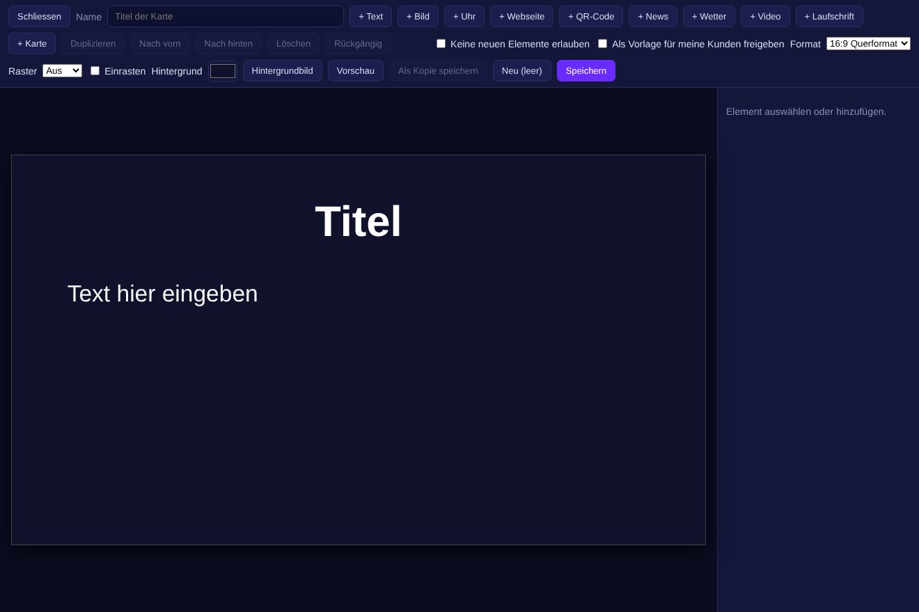 Layout-Karte anlegen und Leiste