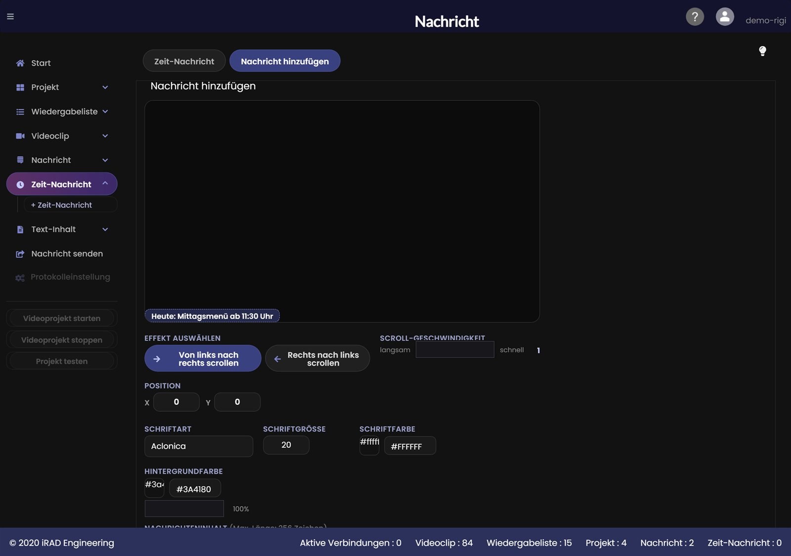 Beispiel einer Zeit-Nachricht