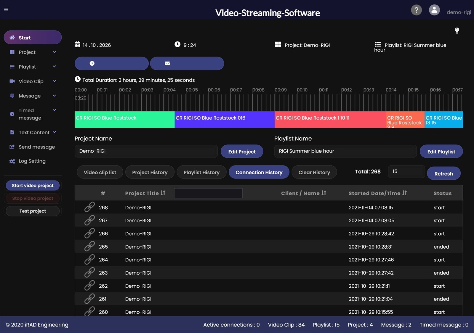 Monitoring: Connection history