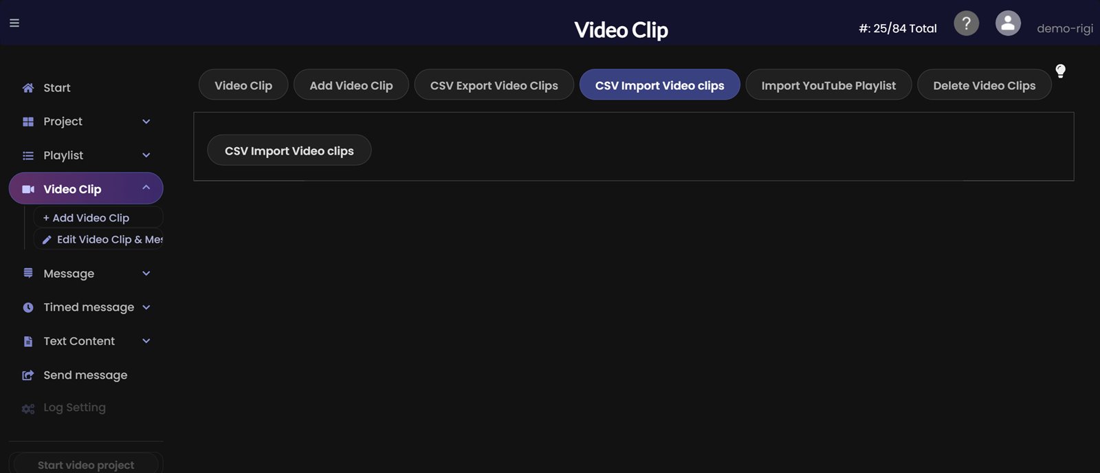 CSV import of video clips