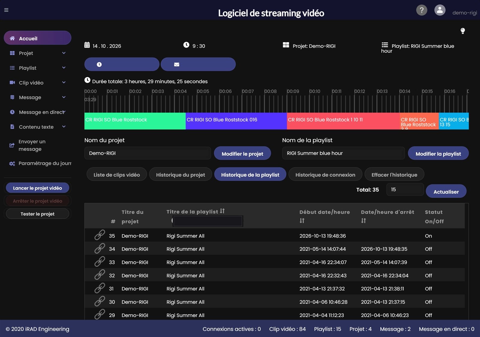 Surveillance : historique des playlists
