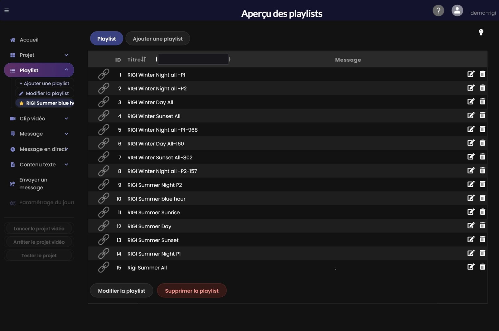 Menu Playlist