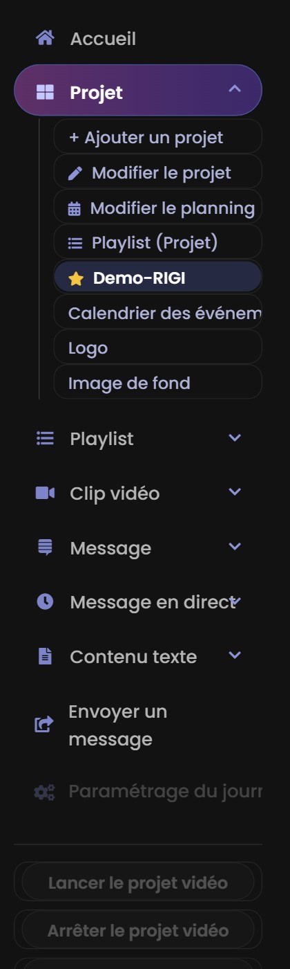 Menu latéral