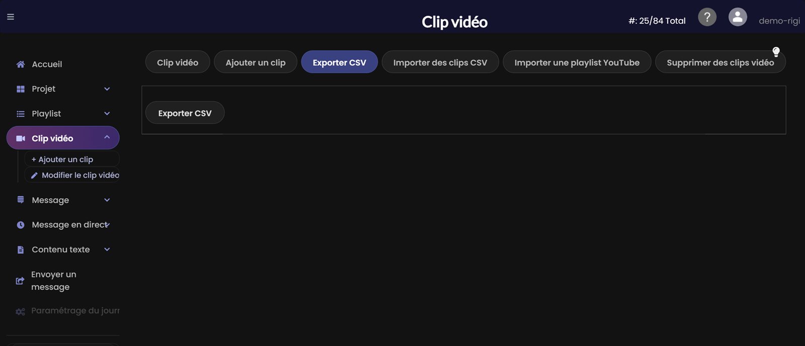 Exporter les clips vidéo en CSV