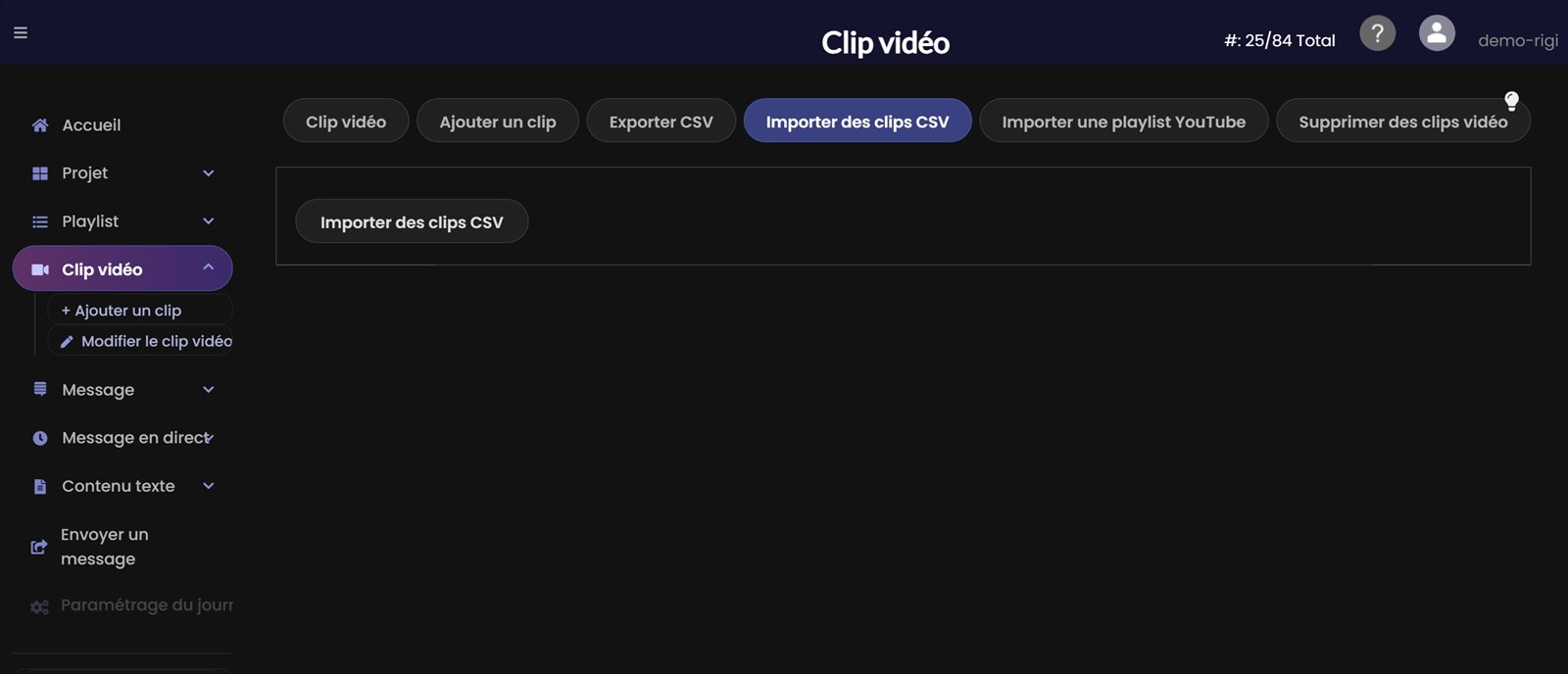 Importer des clips vidéo depuis un CSV