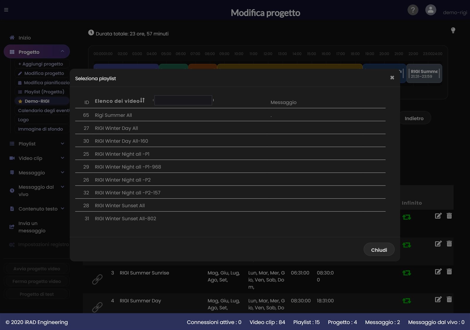 Aggiungere una playlist al progetto