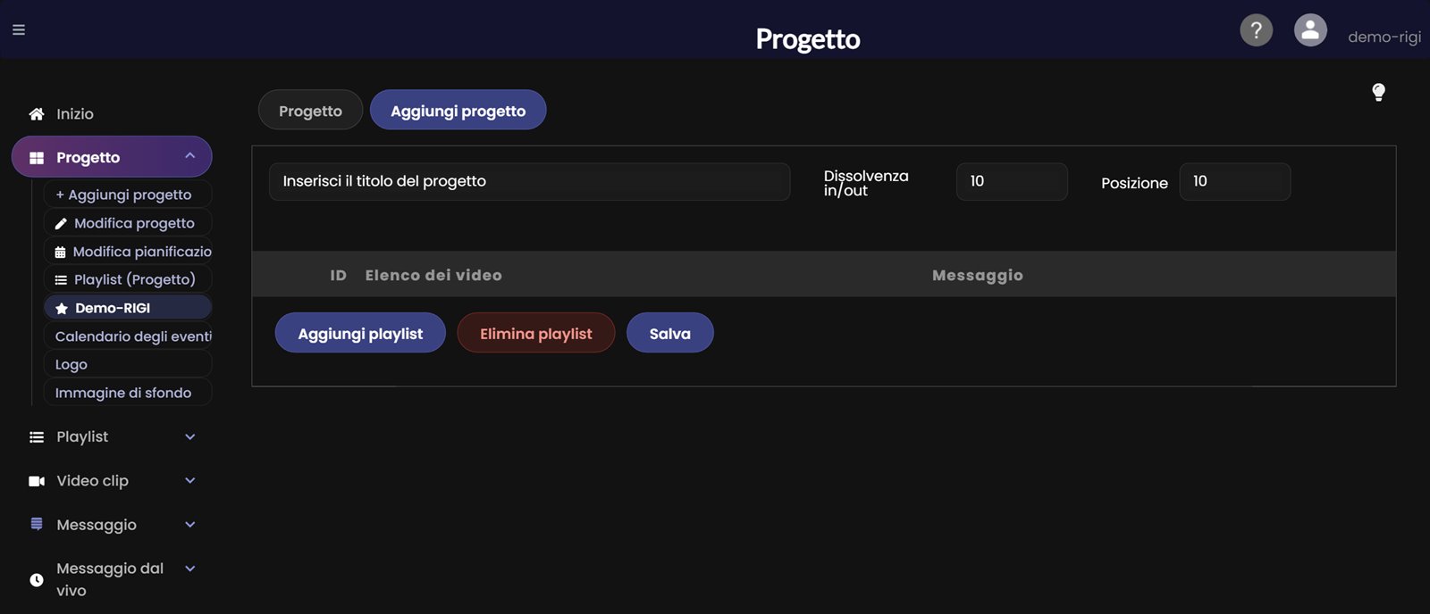 Aggiungi progetto