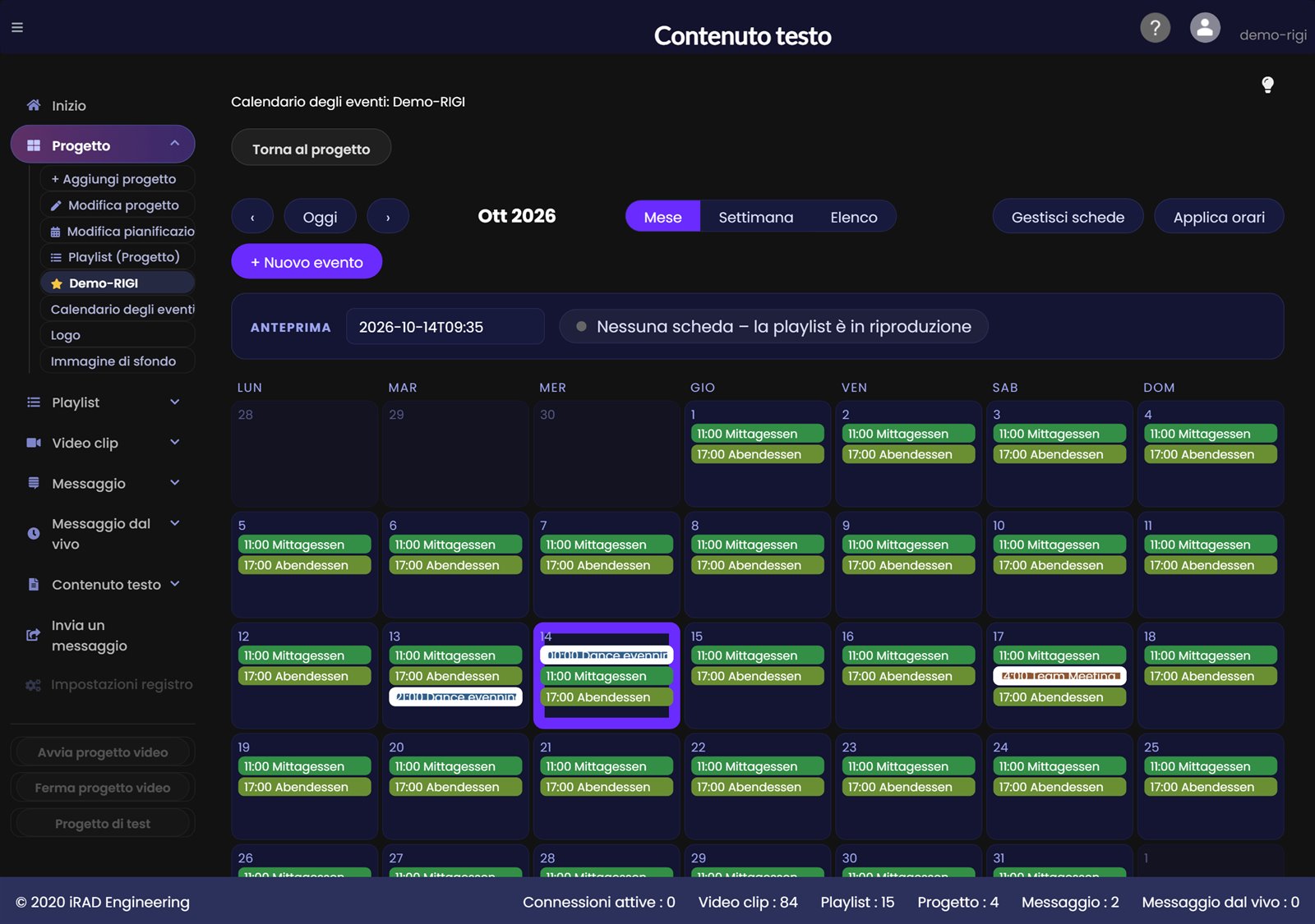 Calendario degli eventi