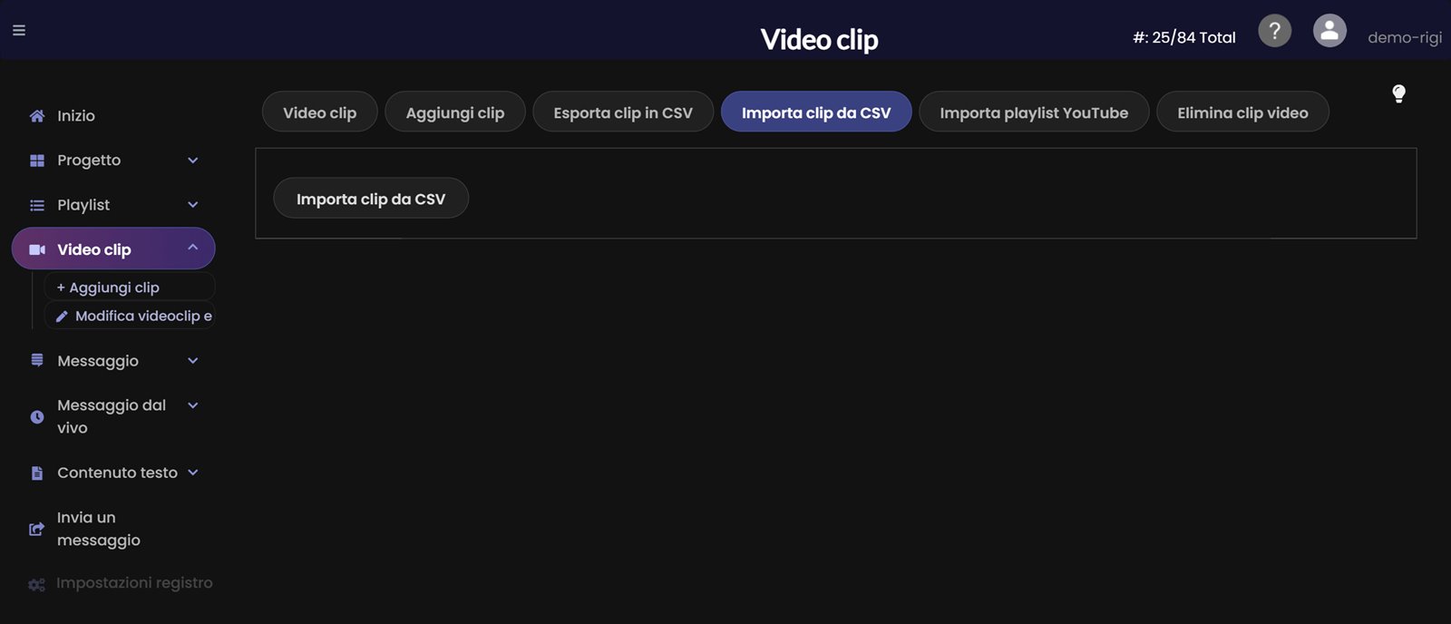 Importare video clip da CSV